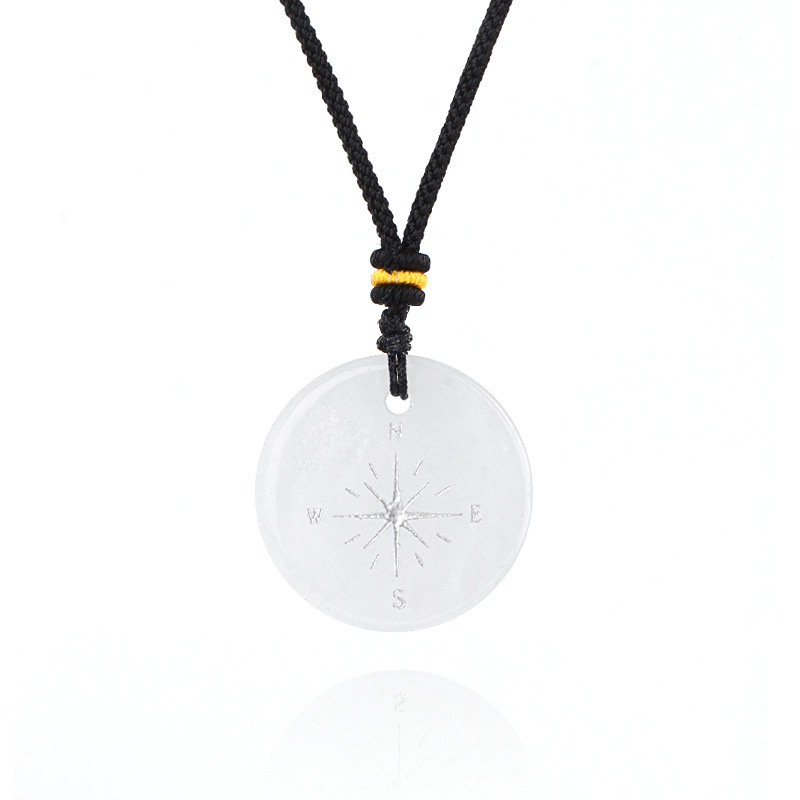 Natural Stone Viking Compass Pendant Necklace, Vegvisir Gift